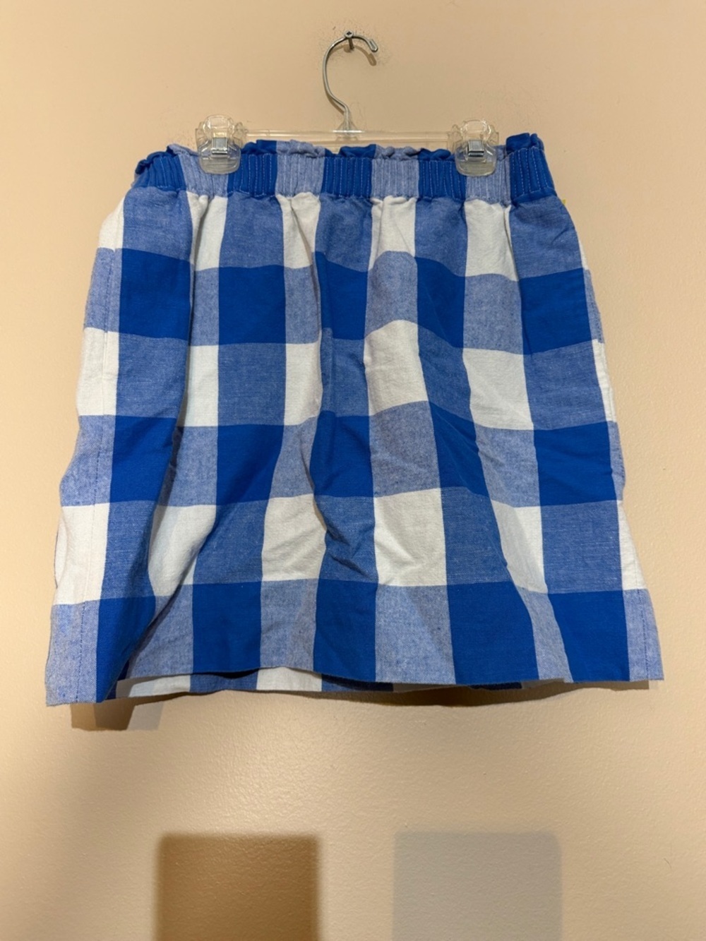 J. Crew Light Blue and White Gathered Waist Skirt